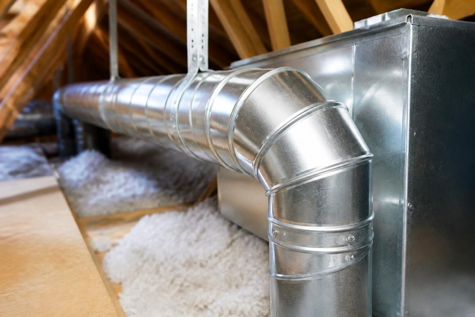 Clean ductwork in a bright utility space.